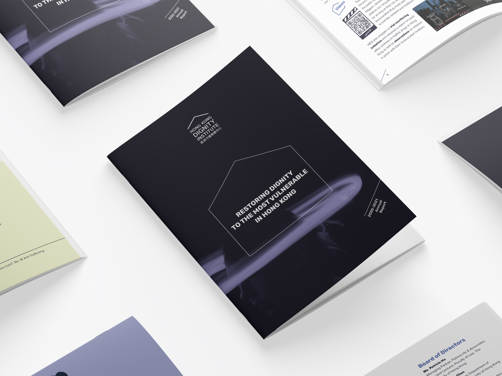 Annual Report Design for HKDI by kwanCREATIVE, featuring a minimalistic approach with clean and elegant design elements for a professional look.